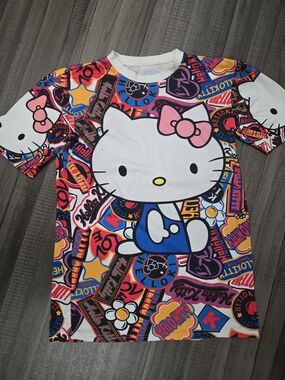 Hello Kitty Graphic Tee - White, Pink, Blue
